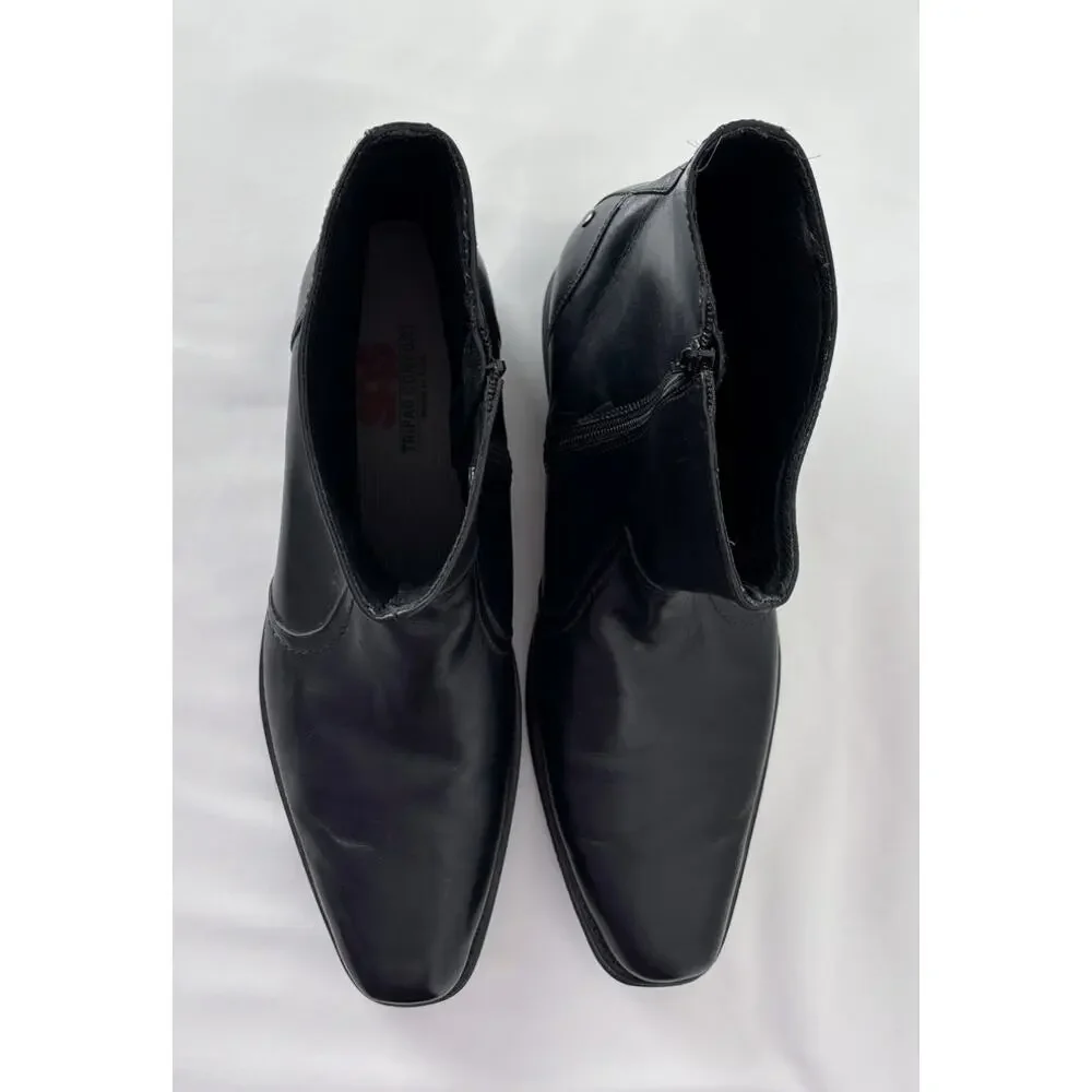 SAS Tripad Comfort Black Leather Side Zip Ankle Dress Boots Square Toe Mens 12M
